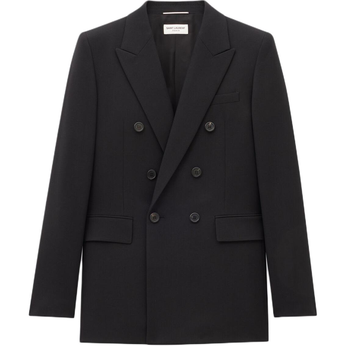 Saint Laurent  Black Double-Breasted Blazer Jacket with Notched Lapels. 801873Y404W1000 圖 2