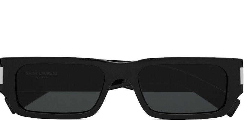 SAINT LAURENT Black Irregular Sunglasses with Logo Acetate Frame. 779820Y99601033 Lookbook SAINT LAURENT Black Irregular Sunglasses with Logo Acetate Frame. 779820Y99601033