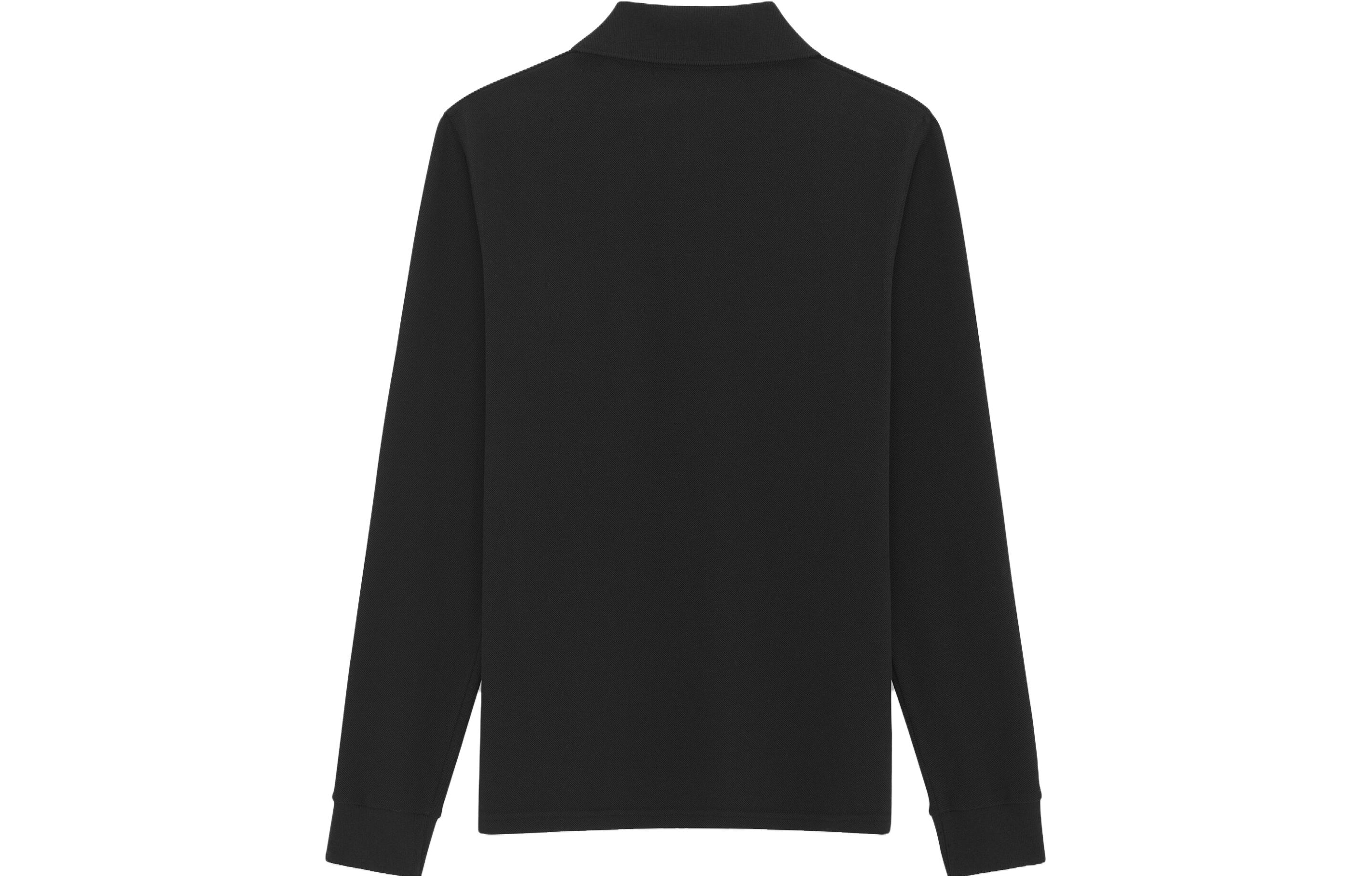 Lookbook Saint Laurent Polo Lengan Panjang Hitam dengan Saku Dada. 750525Y37HC1000