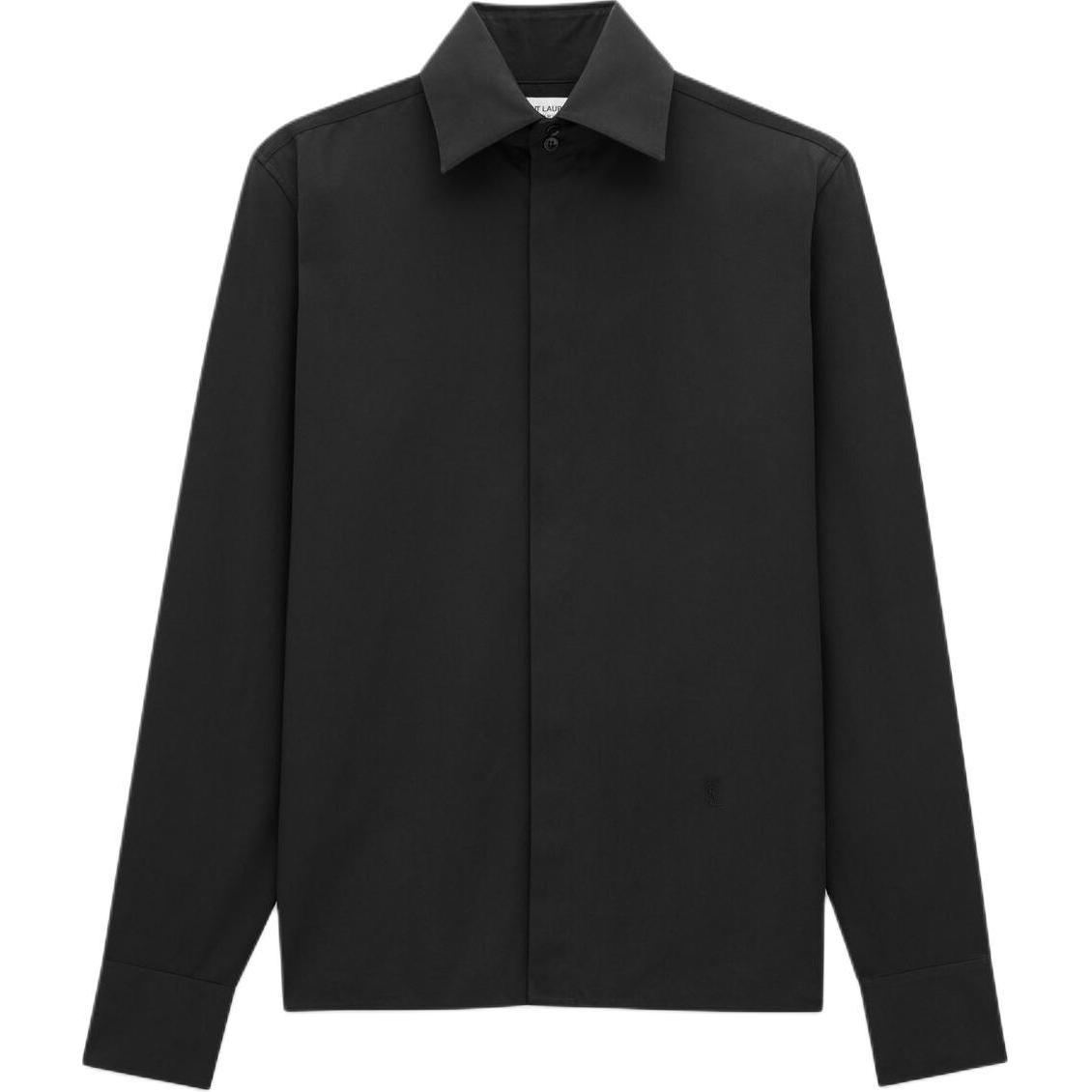 Saint Laurent  Black Long Sleeve Shirt with Embroidered Logo. 793321Y1H481000