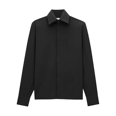 Saint Laurent Black Long Sleeve Shirt with Embroidered Logo. 793321Y1H481000
