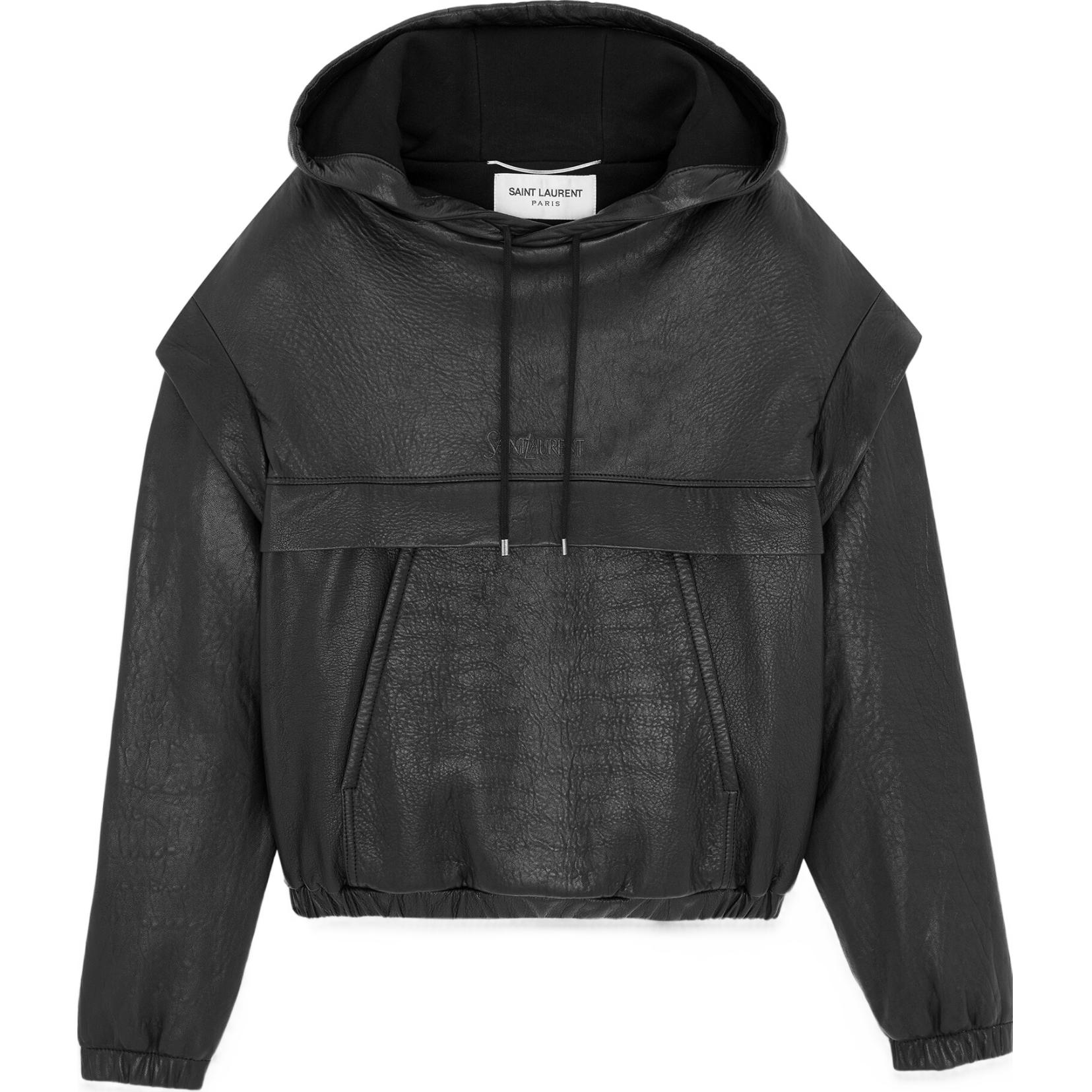 SAINT LAURENT  Black Oversized Hooded Pullover Long-Sleeve Sweatshirt 778487YCNF21000