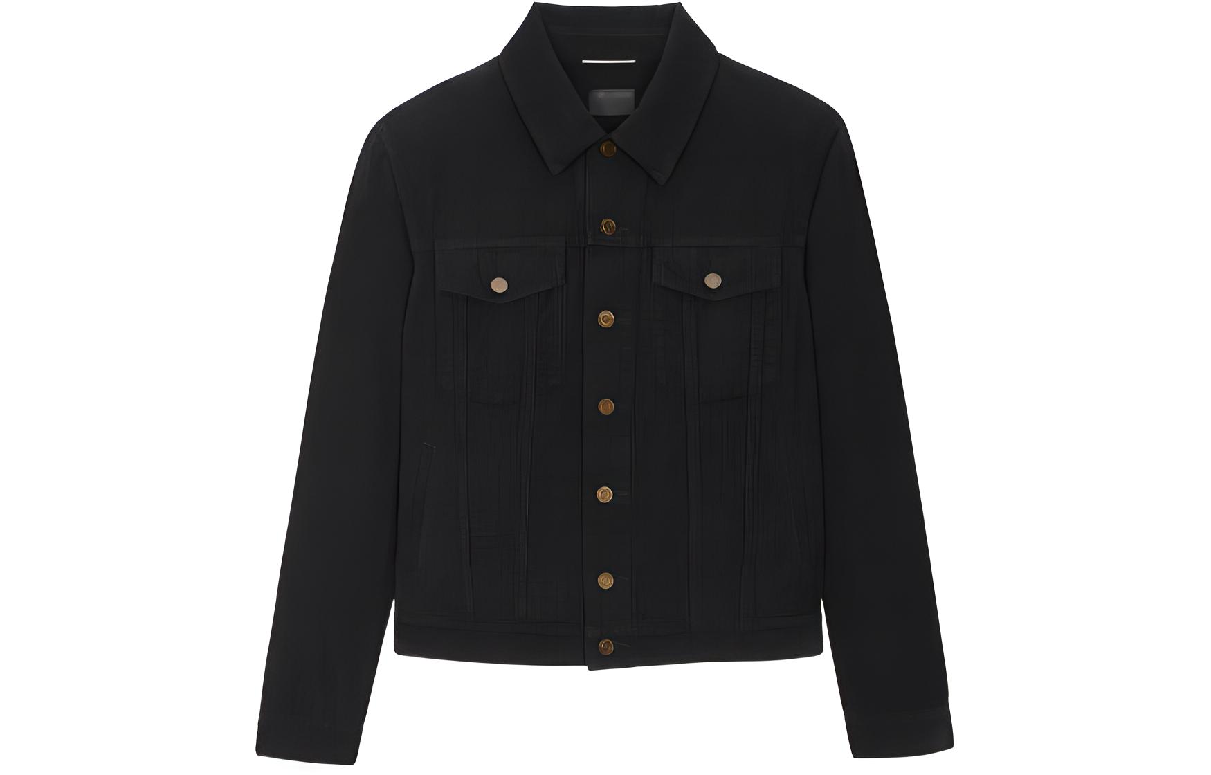 SAINT LAURENT  Black Single-Breasted Long Sleeve Jacket SS22 Collection. 695177-Y04EB-1025