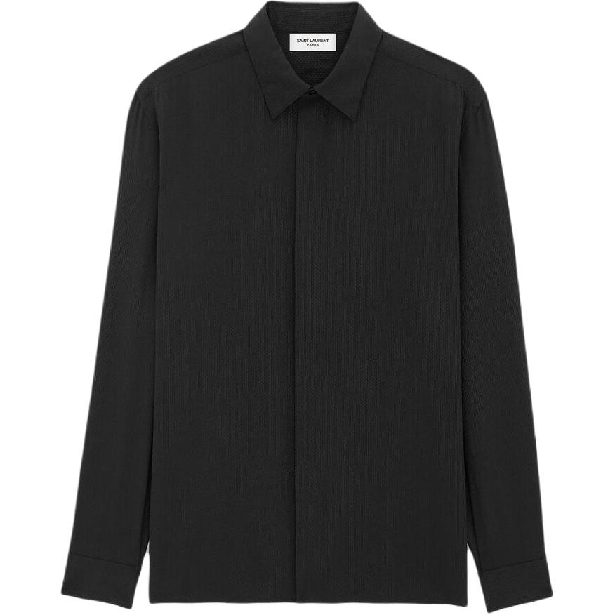 SAINT LAURENT  Black Solid Long Sleeve Button-Up Shirt 774775Y1I501000