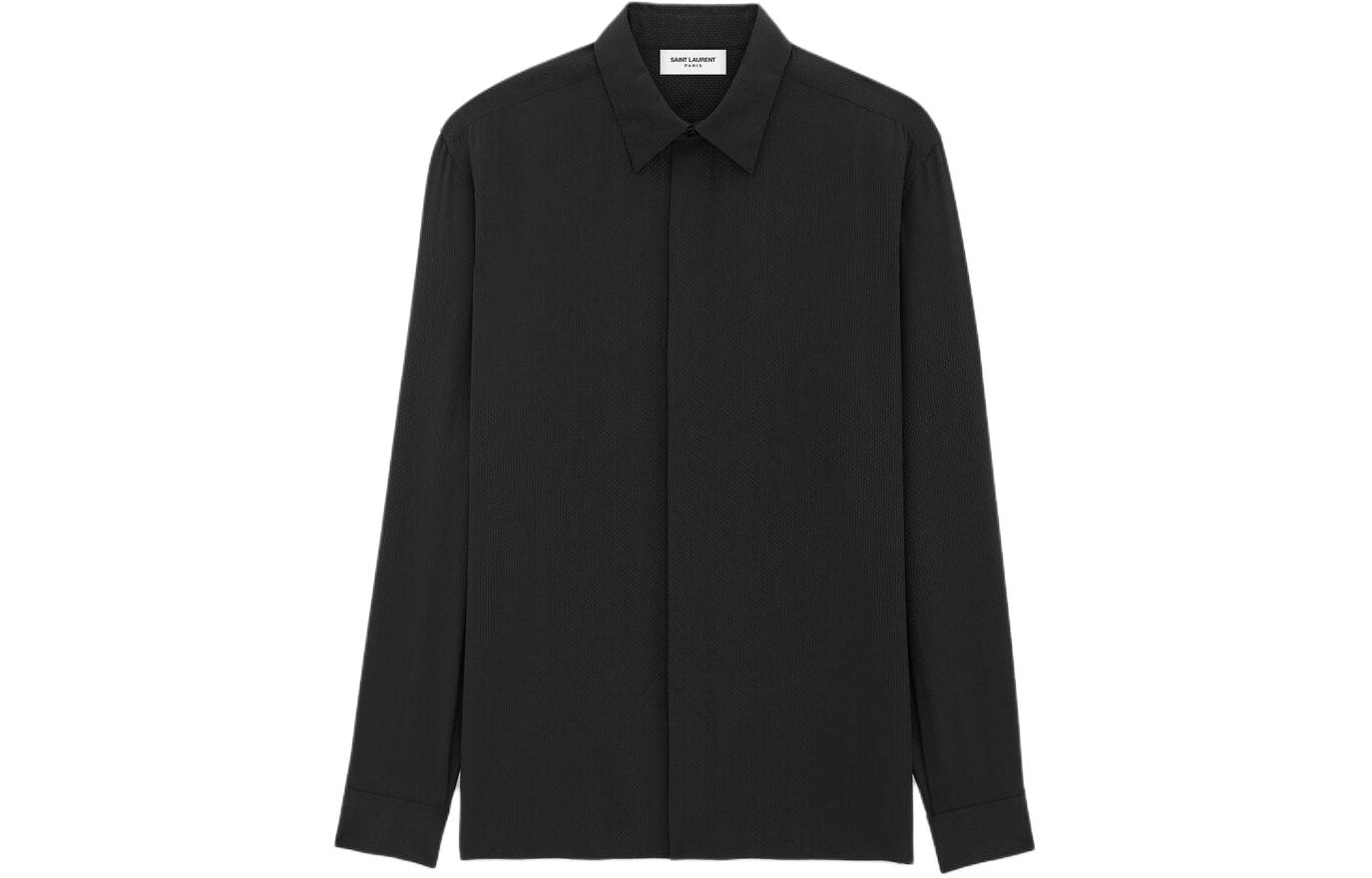 Order SAINT LAURENT 黑色純色長袖襯衫 774775Y1I501000