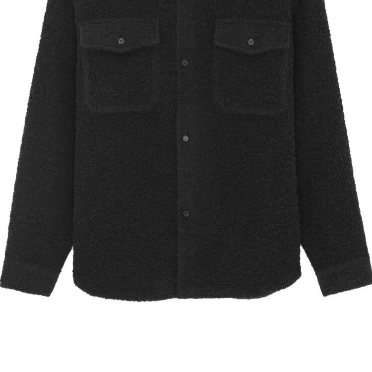 Sizing SAINT LAURENT  Black Solid Pocket Long-Sleeve Button-Up Shirt 753168Y28RA1000