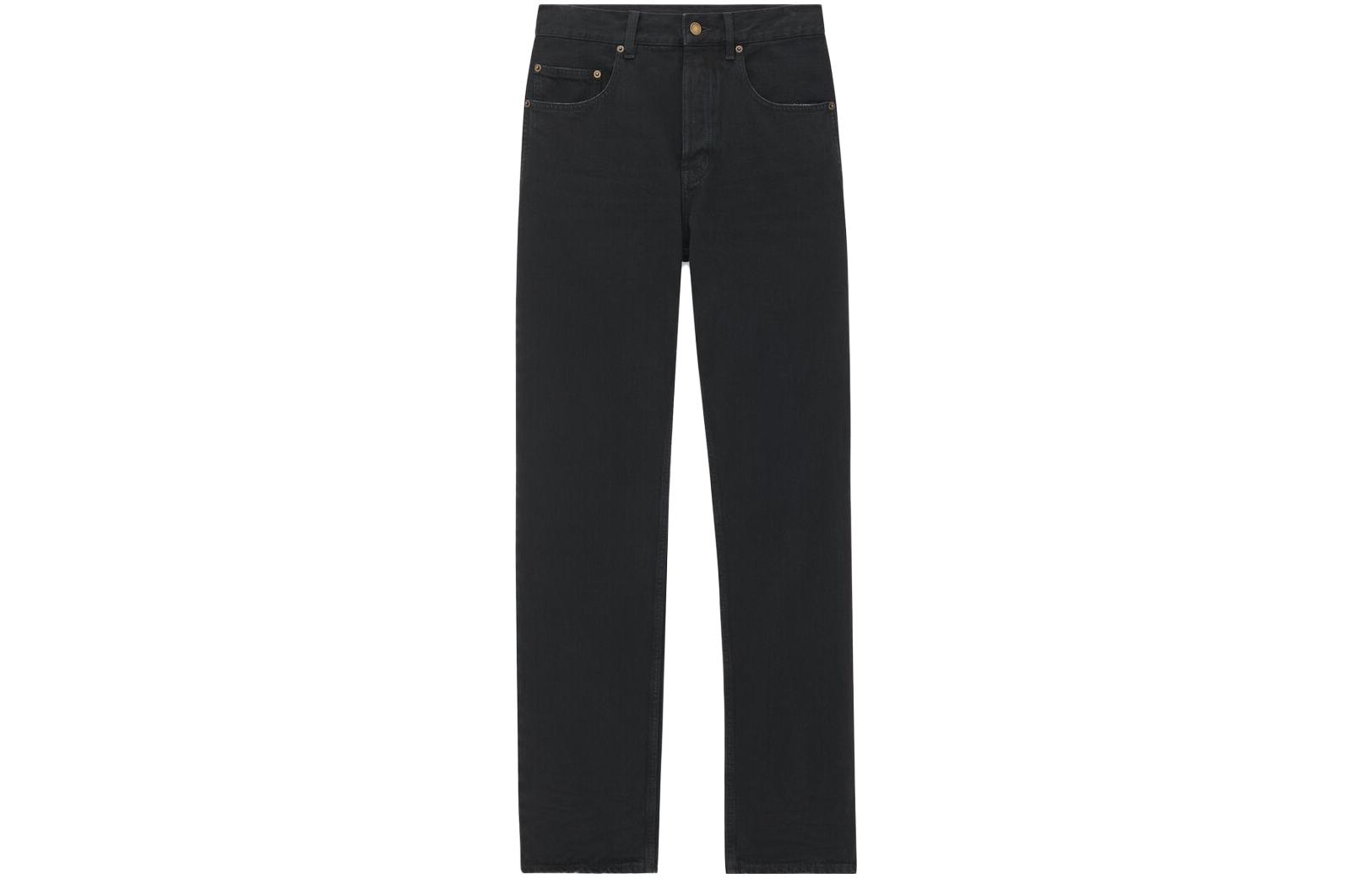 Order SAINT LAURENT  Black Solid Straight-Leg Mid-Rise Jeans. 757276Y16PD1289