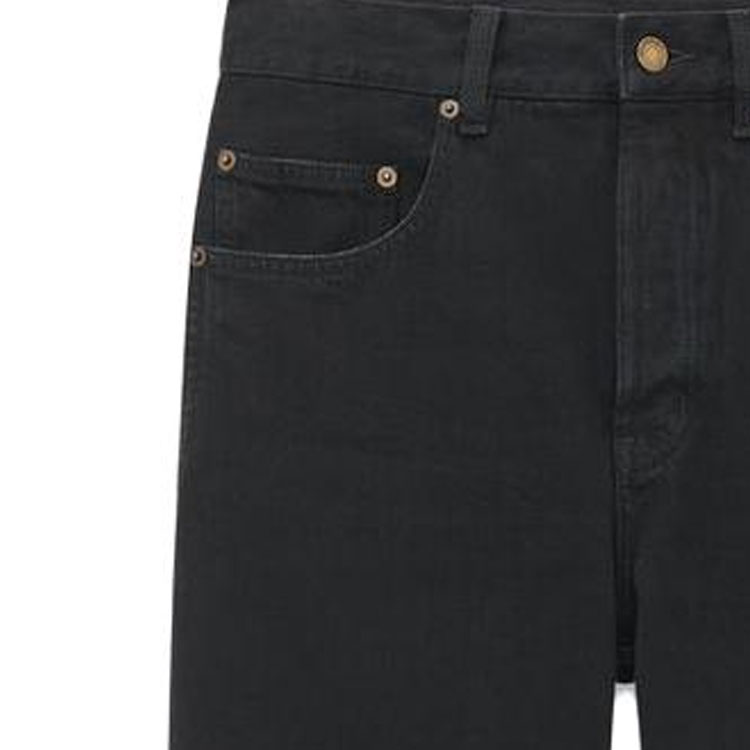 Purchase SAINT LAURENT  Black Solid Straight-Leg Mid-Rise Jeans. 757276Y16PD1289
