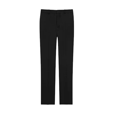 Saint Laurent Black Solid Straight-Leg Pants with Side Zipper Pockets 800456Y404W1000