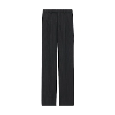 Saint Laurent Black Solid Striped Button-Straight Casual Pants. 759986Y2F401095