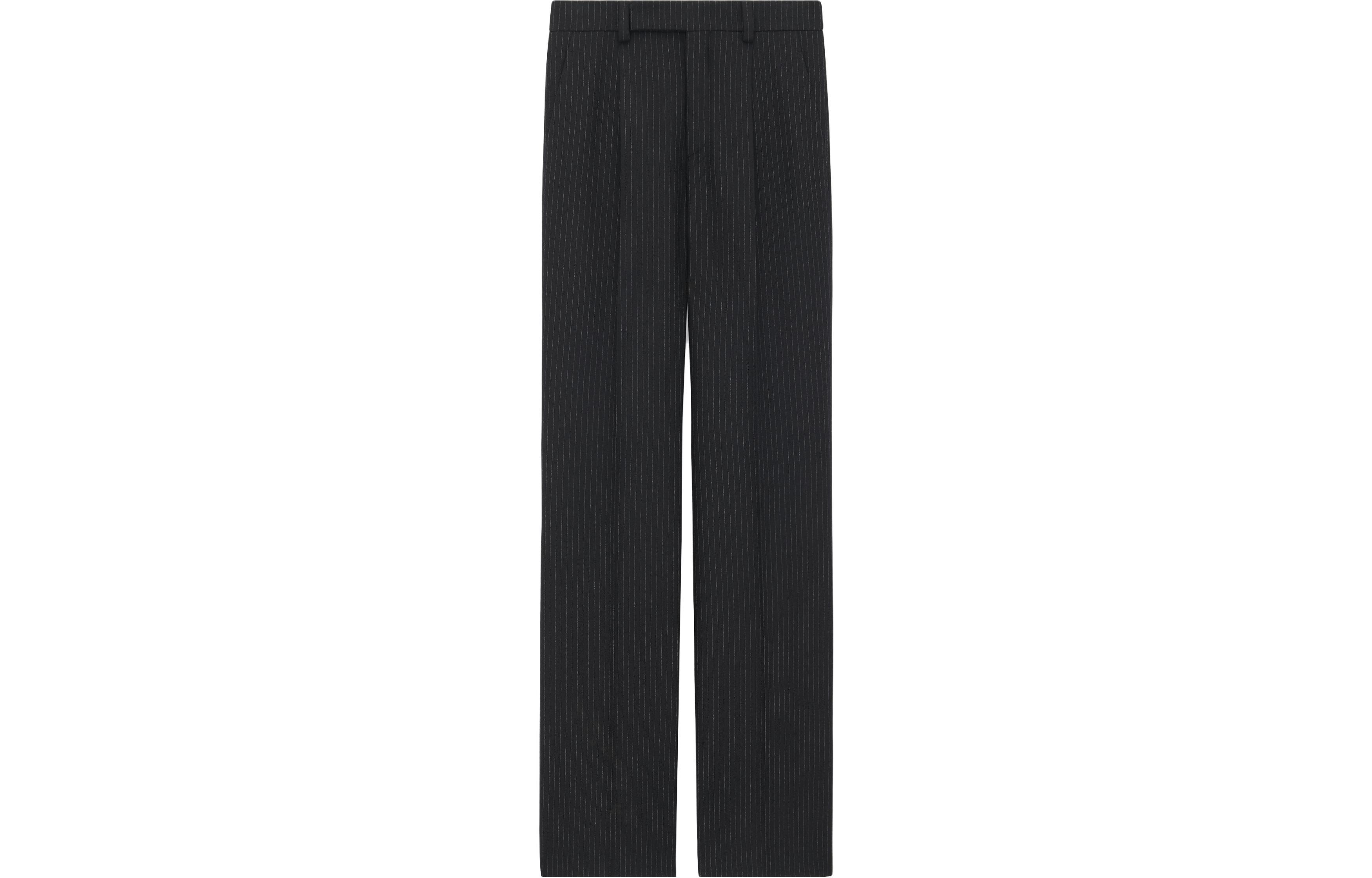 Order Saint Laurent Pantalones Casuales Negros a Rayas con Botones Rectos. 759986Y2F401095