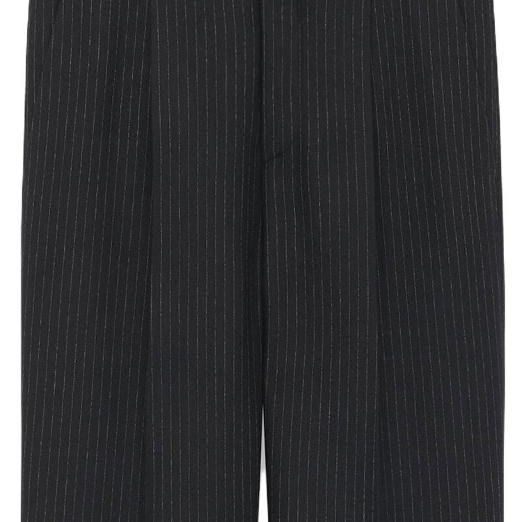 Shop Saint Laurent Pantalones Casuales Negros a Rayas con Botones Rectos. 759986Y2F401095