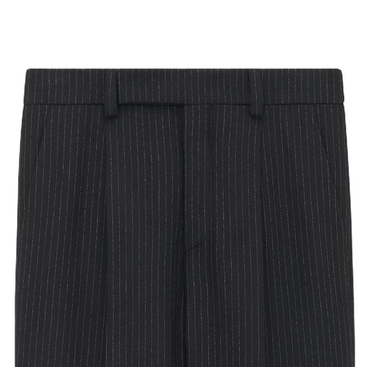 Purchase Saint Laurent Pantalones Casuales Negros a Rayas con Botones Rectos. 759986Y2F401095