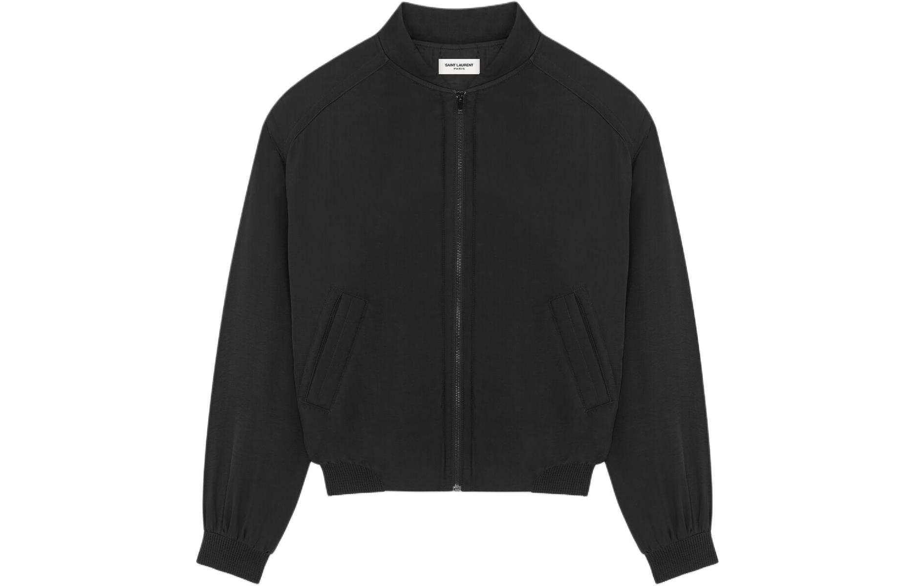 Order Chaqueta Negra con Cremallera y Cuello Béisbol de Saint Laurent. 769984Y1I301000