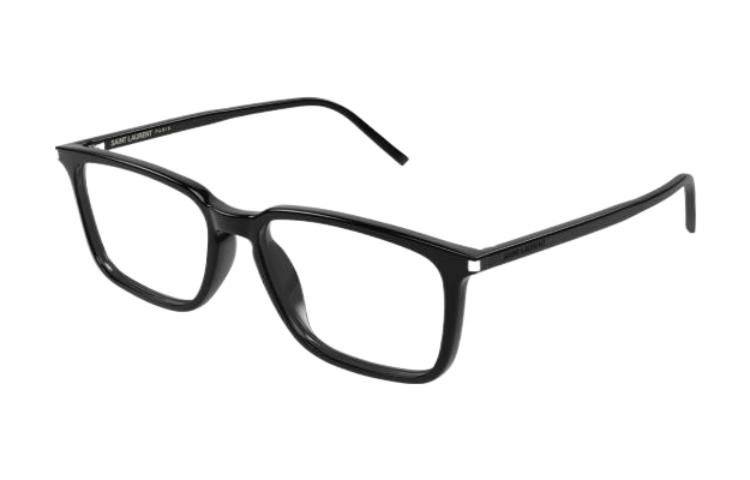 SAINT LAURENT  Black Square Optical Glasses with Solid Plastic Temples. SL645F001