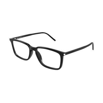 SAINT LAURENT Black Square Optical Glasses with Solid Plastic Temples. SL645F001
