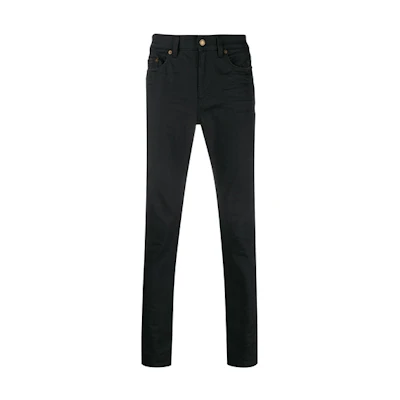 SAINT LAURENT Black Straight-Leg Mid-Rise Jeans SS22. 601478YO5001080