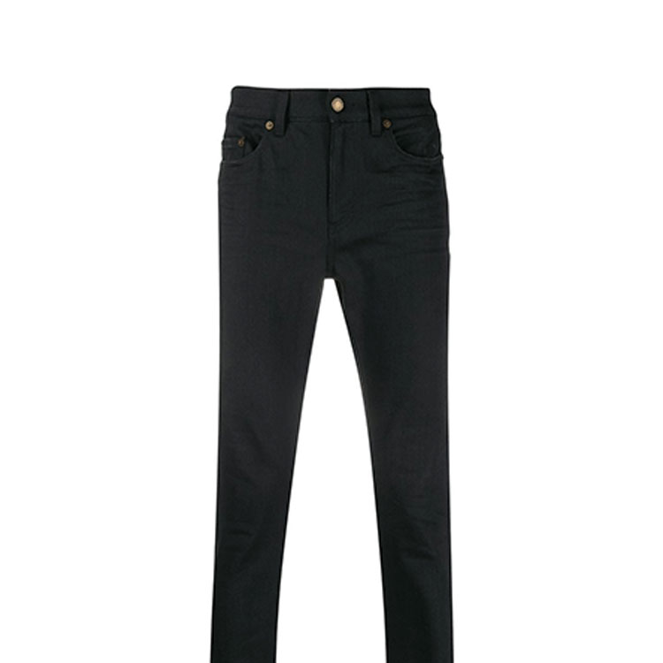 Sizing SAINT LAURENT  Black Straight-Leg Mid-Rise Jeans SS22. 601478YO5001080