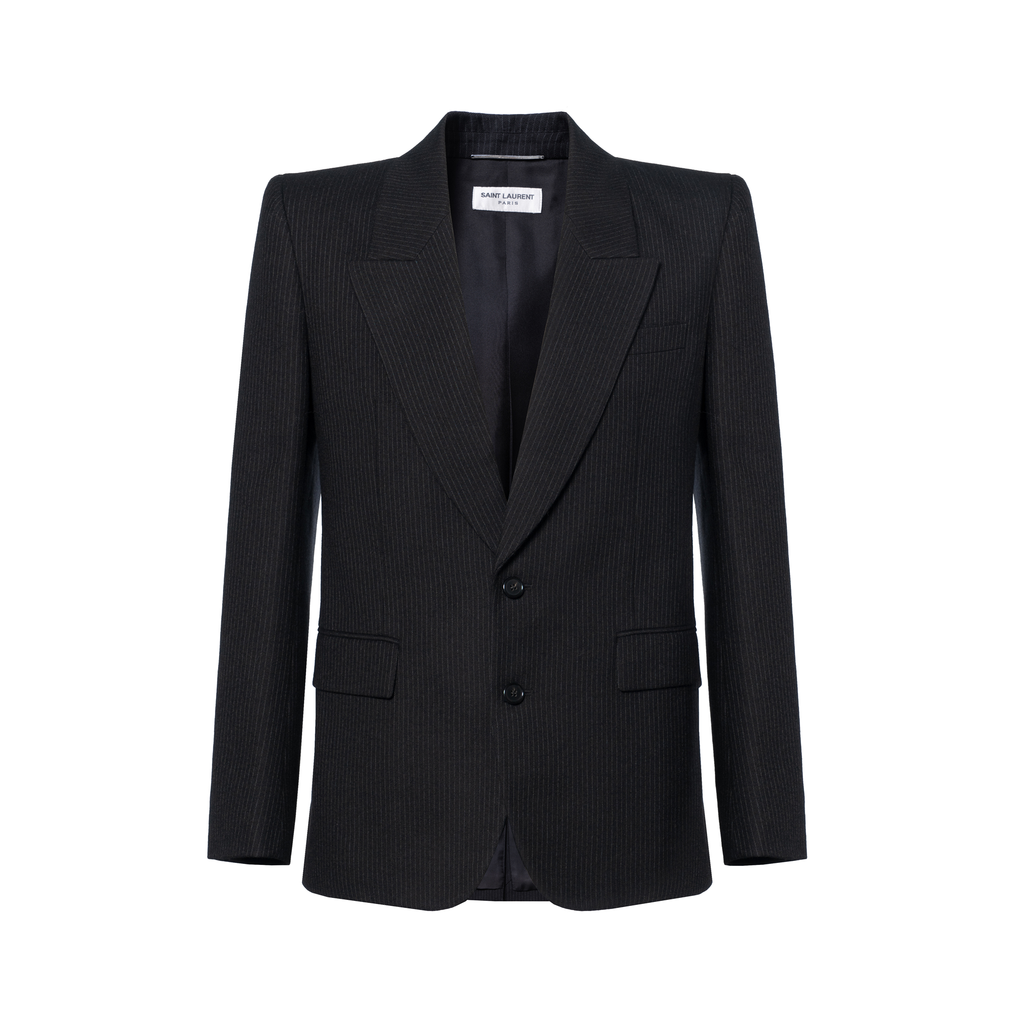 SAINT LAURENT  Black Striped Single-Breasted Long-Sleeve Blazer 751468Y1H191071
