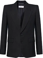 SAINT LAURENT Black Striped Single-Breasted Long-Sleeve Blazer 751468Y1H191071 SAINT LAURENT Black Striped Single-Breasted Long-Sleeve Blazer 751468Y1H191071