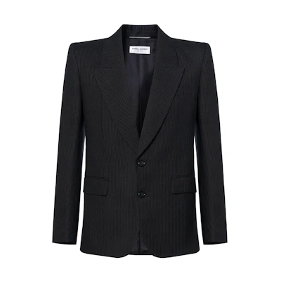 SAINT LAURENT Black Striped Single-Breasted Long-Sleeve Blazer 751468Y1H191071