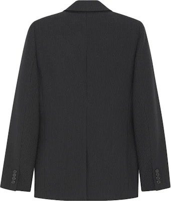 SAINT LAURENT Blazer Hitam Bergaris Lengan Panjang Single-Breasted 751468Y1H191071 Lookbook SAINT LAURENT Blazer Hitam Bergaris Lengan Panjang Single-Breasted 751468Y1H191071