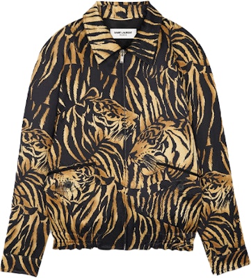 SAINT LAURENT Black Tiger Print Zip-Up Casual Jacket Long Sleeve. 695632Y2E879664 Order SAINT LAURENT Black Tiger Print Zip-Up Casual Jacket Long Sleeve. 695632Y2E879664