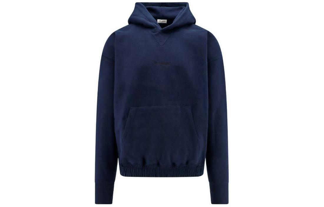 SAINT LAURENT  Blue Logo Embroidered Hoodie 773358Y36SW4140