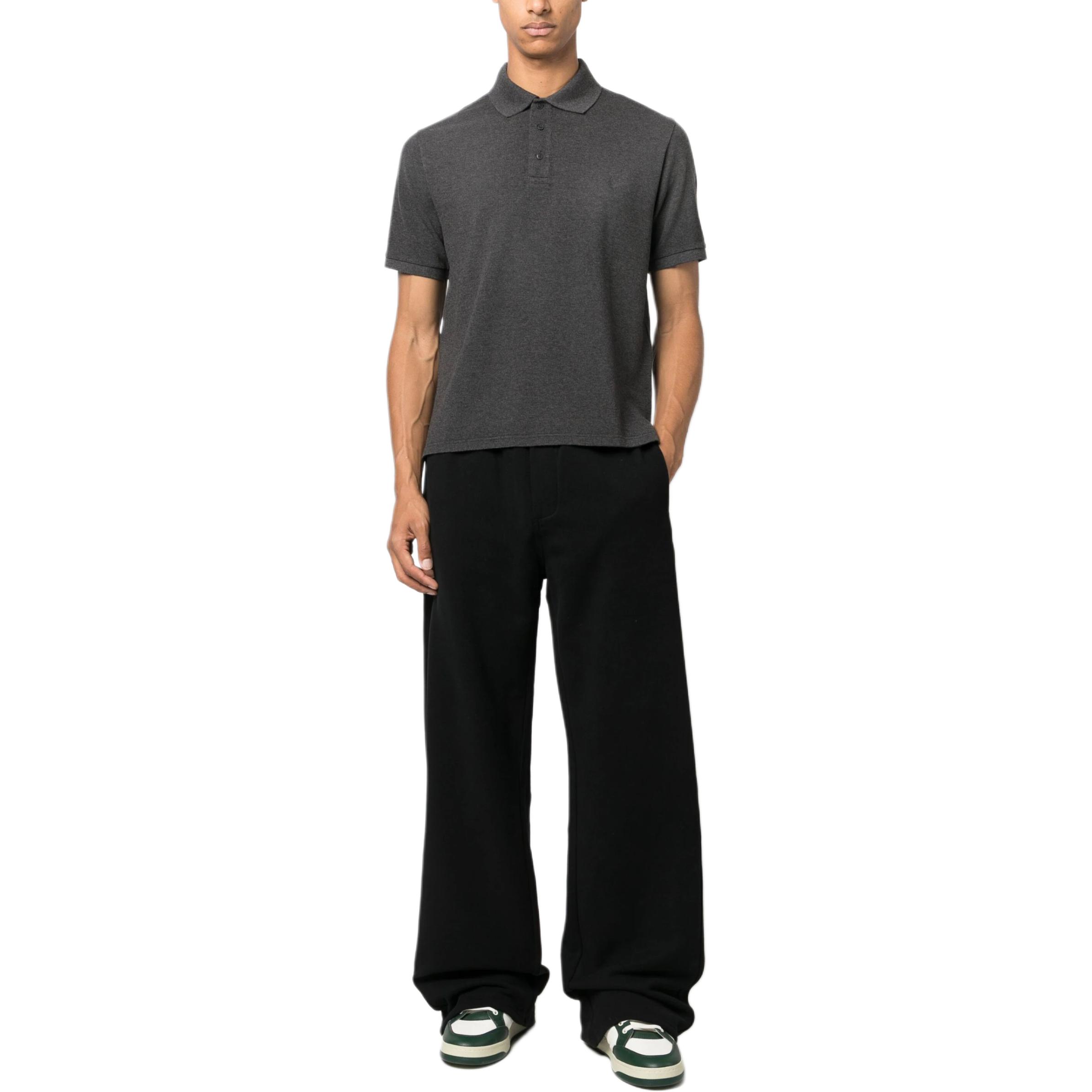 Shop 생로랑 다크 그레이 로고 자수 폴로 셔츠. 751102Y37HC1406