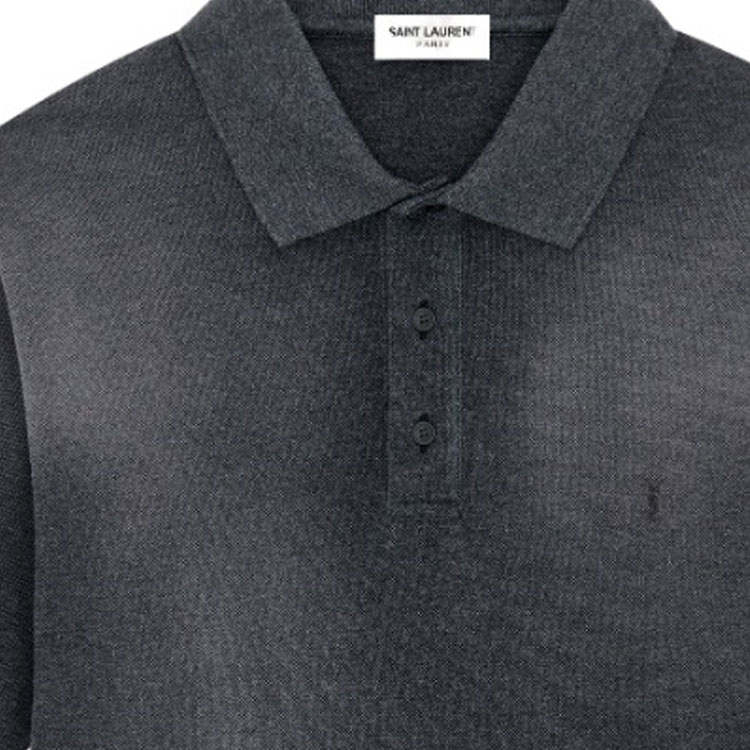 Cheap 생로랑 다크 그레이 로고 자수 폴로 셔츠. 751102Y37HC1406