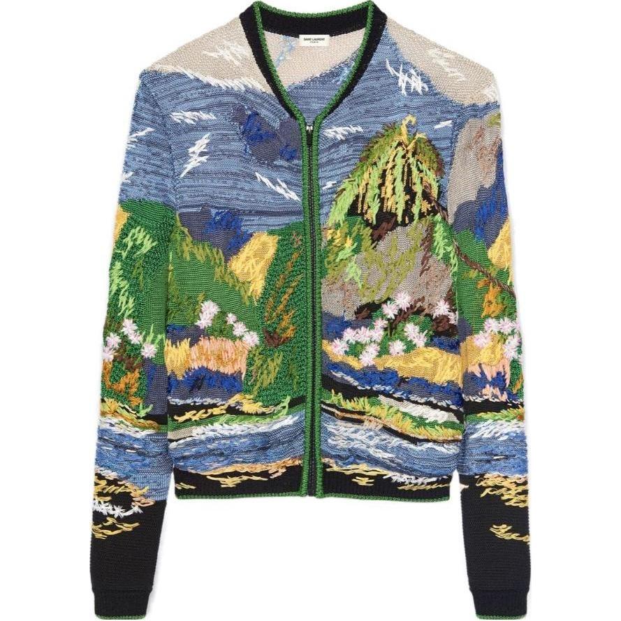SAINT LAURENT  Embroidered Full-Zip Casual Jacket - Multicolor 648512YAYP21016
