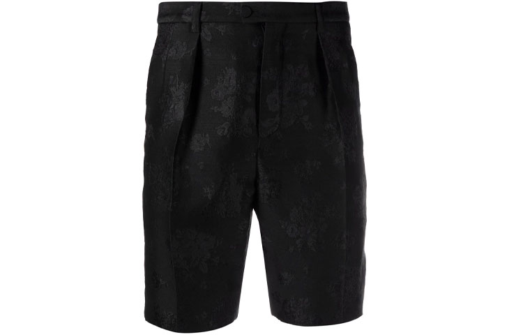 Order SAINT LAURENT Seluar Pendek Jacquard Bunga - Hitam 682387Y1E011000