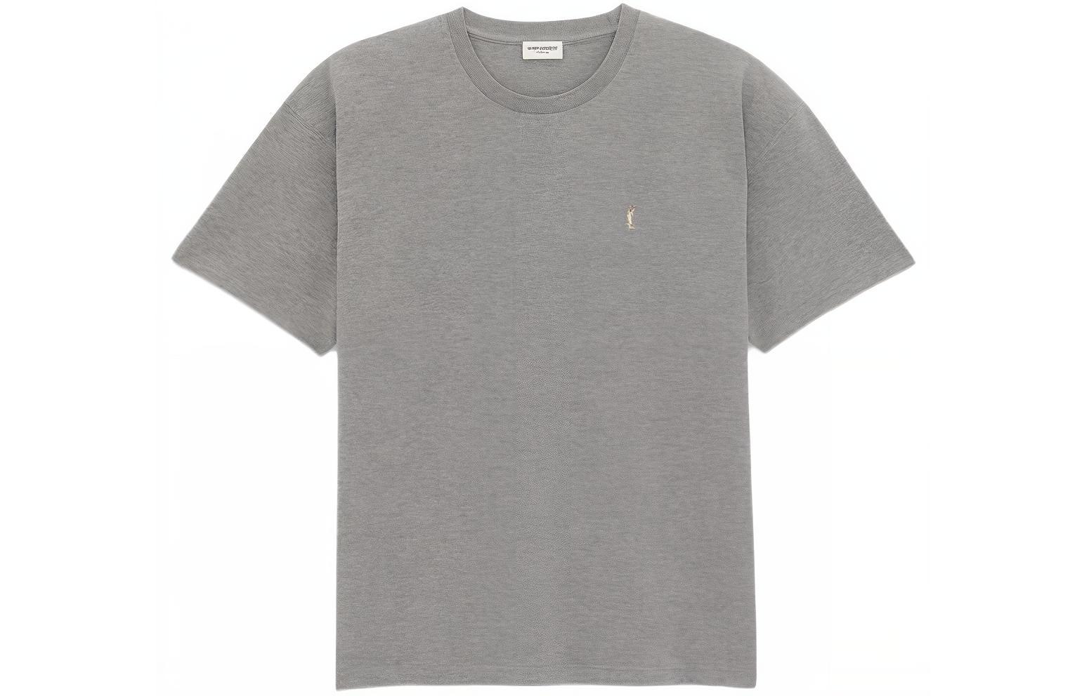 SAINT LAURENT  Grey Logo Crewneck Loose Fit T-Shirt 781566Y37HC1482