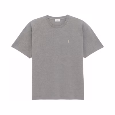 SAINT LAURENT Grey Logo Crewneck Loose Fit T-Shirt 781566Y37HC1482