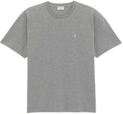 SAINT LAURENT Kaos Abu-abu Logo Crewneck Loose Fit 781566Y37HC1482 Order SAINT LAURENT Kaos Abu-abu Logo Crewneck Loose Fit 781566Y37HC1482