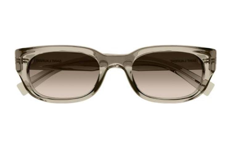 Lookbook SAINT LAURENT 不規則棕色醋酸太陽眼鏡 SL642005