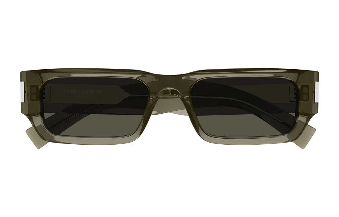 SAINT LAURENT  Irregular Sunglasses Gray Brown with Logo Print Temples SL660003 圖 3