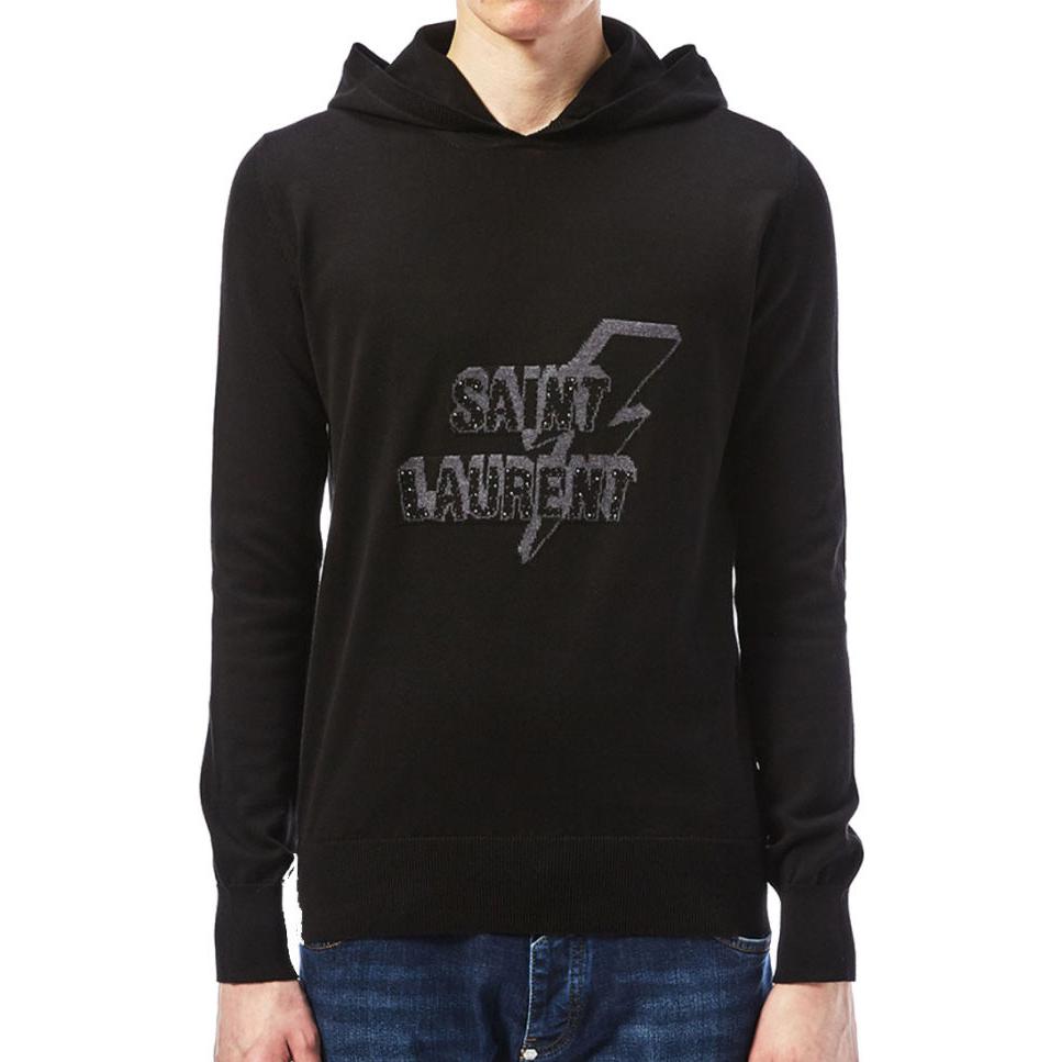 Lookbook Saint Laurent  Logo Hoodie Long Sleeve Pullover Sweatshirt. 503017YA20G1073