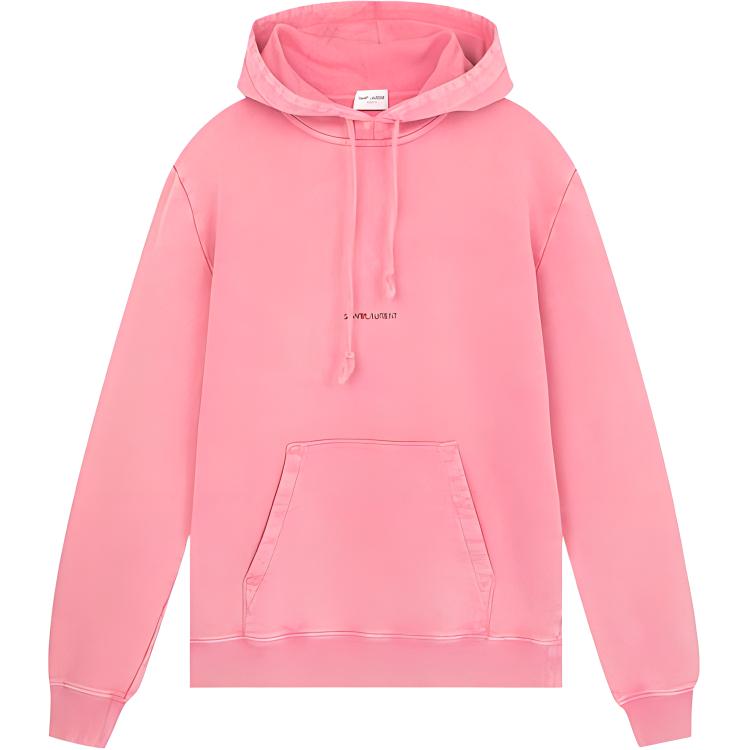 Saint Laurent  Pink Solid Color Drawstring Pullover Hoodie. 557555YB2YE6469