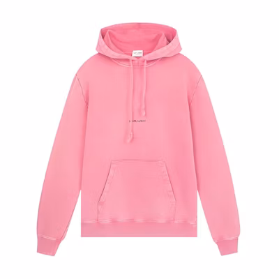 Saint Laurent Pink Solid Color Drawstring Pullover Hoodie. 557555YB2YE6469
