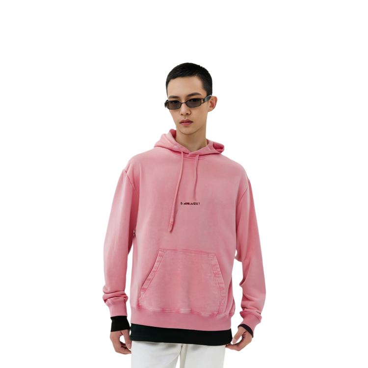 Shop Saint Laurent  Pink Solid Color Drawstring Pullover Hoodie. 557555YB2YE6469