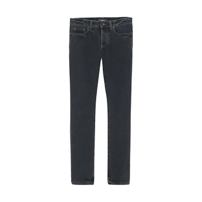 SAINT LAURENT Slim Fit Solid Straight Button Jeans Deep Blue 597052Y07TE3962