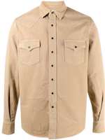 Order SAINT LAURENT Solid Color Button-Up Long Sleeve Shirt Brown 597059Y27BB9241