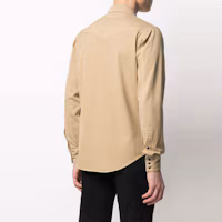Purchase SAINT LAURENT Solid Color Button-Up Long Sleeve Shirt Brown 597059Y27BB9241