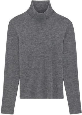 SAINT LAURENT Solid High-Neck Pullover Sweater in Ash Gray. 752477-Y37LS-1206 Order SAINT LAURENT Solid High-Neck Pullover Sweater in Ash Gray. 752477-Y37LS-1206