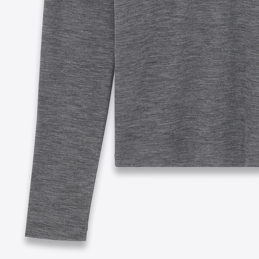 Details for SAINT LAURENT  Solid High-Neck Pullover Sweater in Ash Gray. 752477-Y37LS-1206