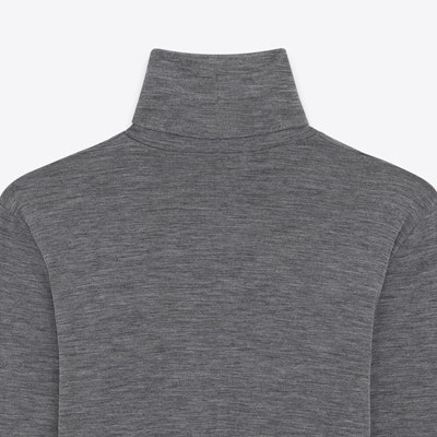 SAINT LAURENT Solid High-Neck Pullover Sweater in Ash Gray. 752477-Y37LS-1206 Sizing SAINT LAURENT Solid High-Neck Pullover Sweater in Ash Gray. 752477-Y37LS-1206
