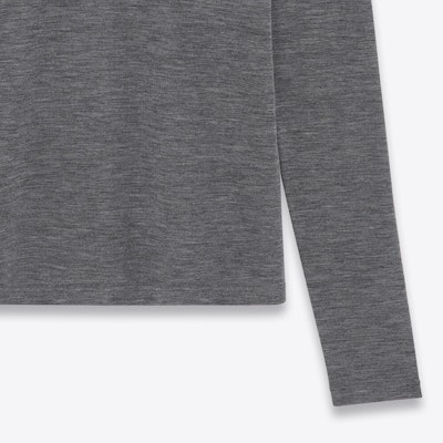 SAINT LAURENT Solid High-Neck Pullover Sweater in Ash Gray. 752477-Y37LS-1206 Cheap SAINT LAURENT Solid High-Neck Pullover Sweater in Ash Gray. 752477-Y37LS-1206