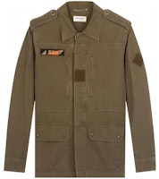 SAINT LAURENT Solid Logo Embroidered Casual Denim Jacket Army Green 659214Y153W2840 SAINT LAURENT Solid Logo Embroidered Casual Denim Jacket Army Green 659214Y153W2840