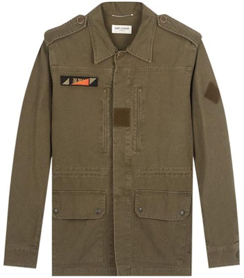 SAINT LAURENT Solid Logo Embroidered Casual Denim Jacket Army Green 659214Y153W2840 Order SAINT LAURENT Solid Logo Embroidered Casual Denim Jacket Army Green 659214Y153W2840